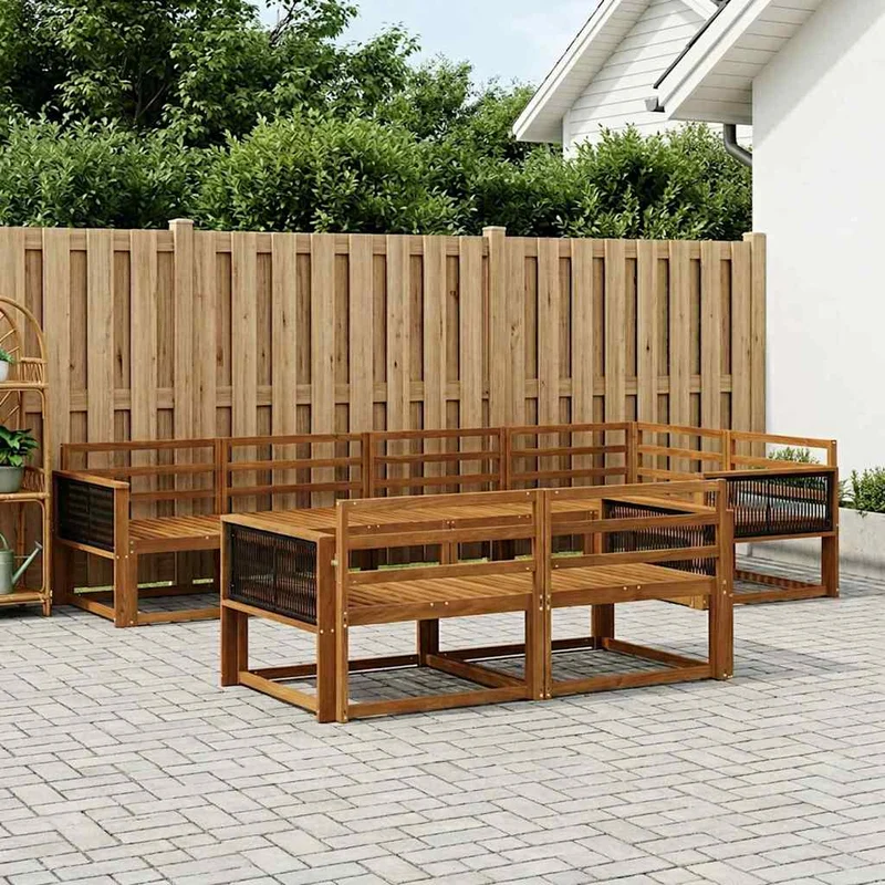 Utomhussoffset 8 st Naturlig Massivt Akaciaträ