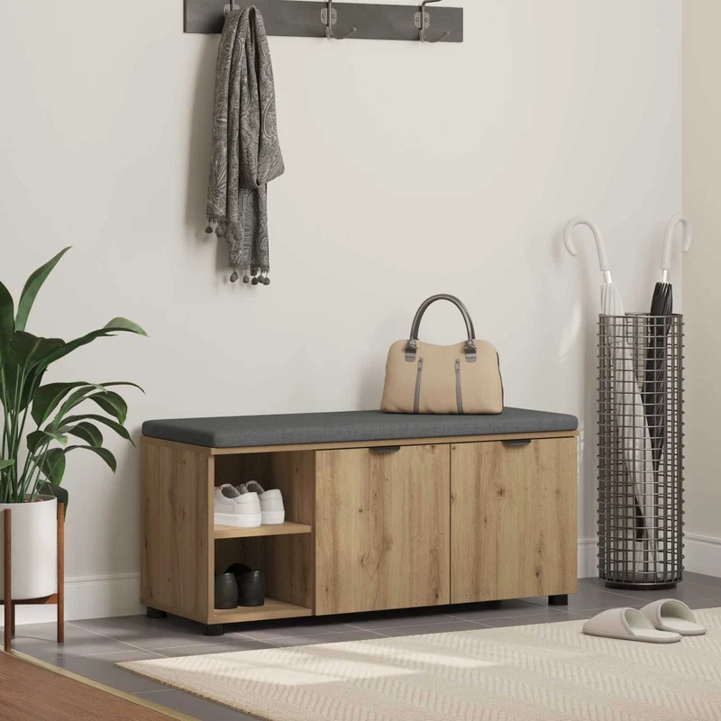 Skobänk med kudde Artisan-ek 100 x 38 x 46 cm Konstruerat trä