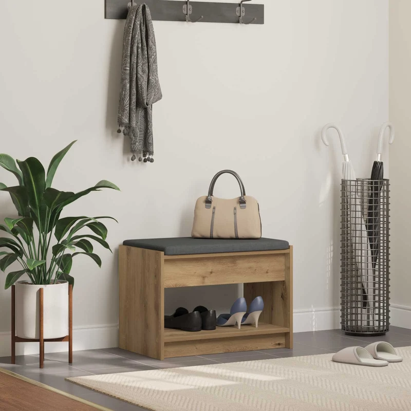 Skobänk med kudde Artisan-ek 63 x 38 x 45 cm Konstruerat trä