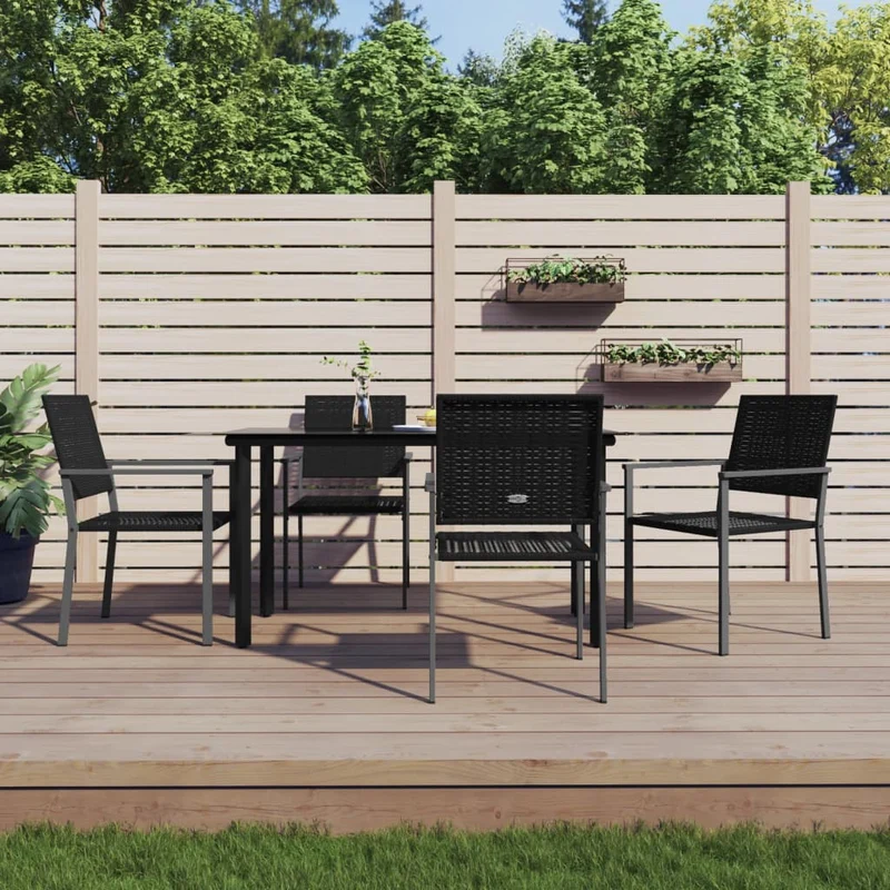 Matgrupp för trädgården 5 delar konstrottning & stål