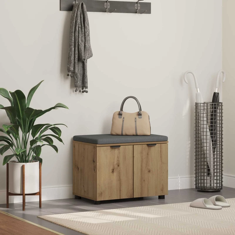 Skobänk med dyna Artisan-ek 60 x 38 x 46 cm Konstruerat trä