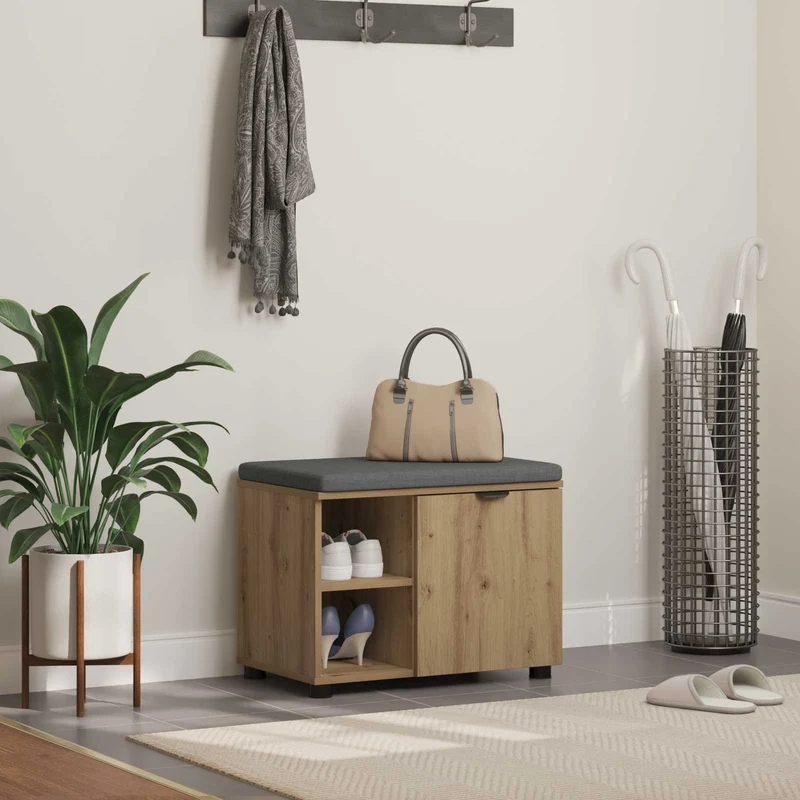Skobänk med kudde Artisan-ek 60 x 38 x 46 cm Konstruerat trä