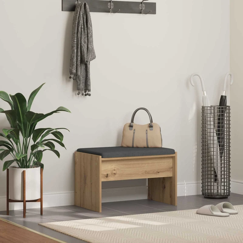 Skobänk med sittdyna Artisan-ek 63 x 38 x 40 cm Konstruerat trä