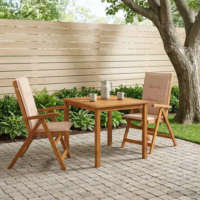3-delad matgrupp för trädgården 2-sits Beige Massivt Akaciaträ