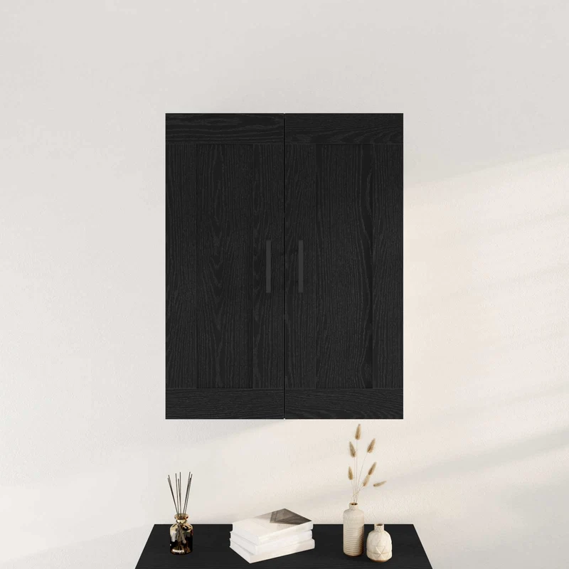 Väggmonterat skåp Svart Ek 69,5 x 34 x 90 cm Konstruerat trä