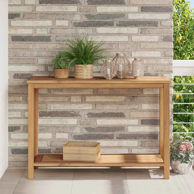 Konsolbord med lagring Brun 110 x 40 x 75 cm Massivt teakträ