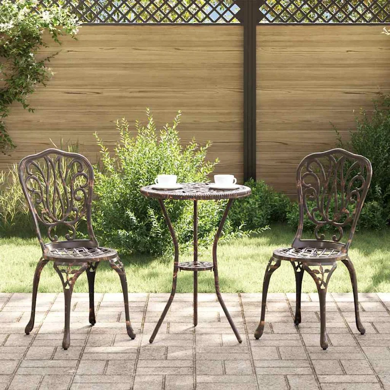 Trädgårds Bistro Set 3 st Brons Aluminium